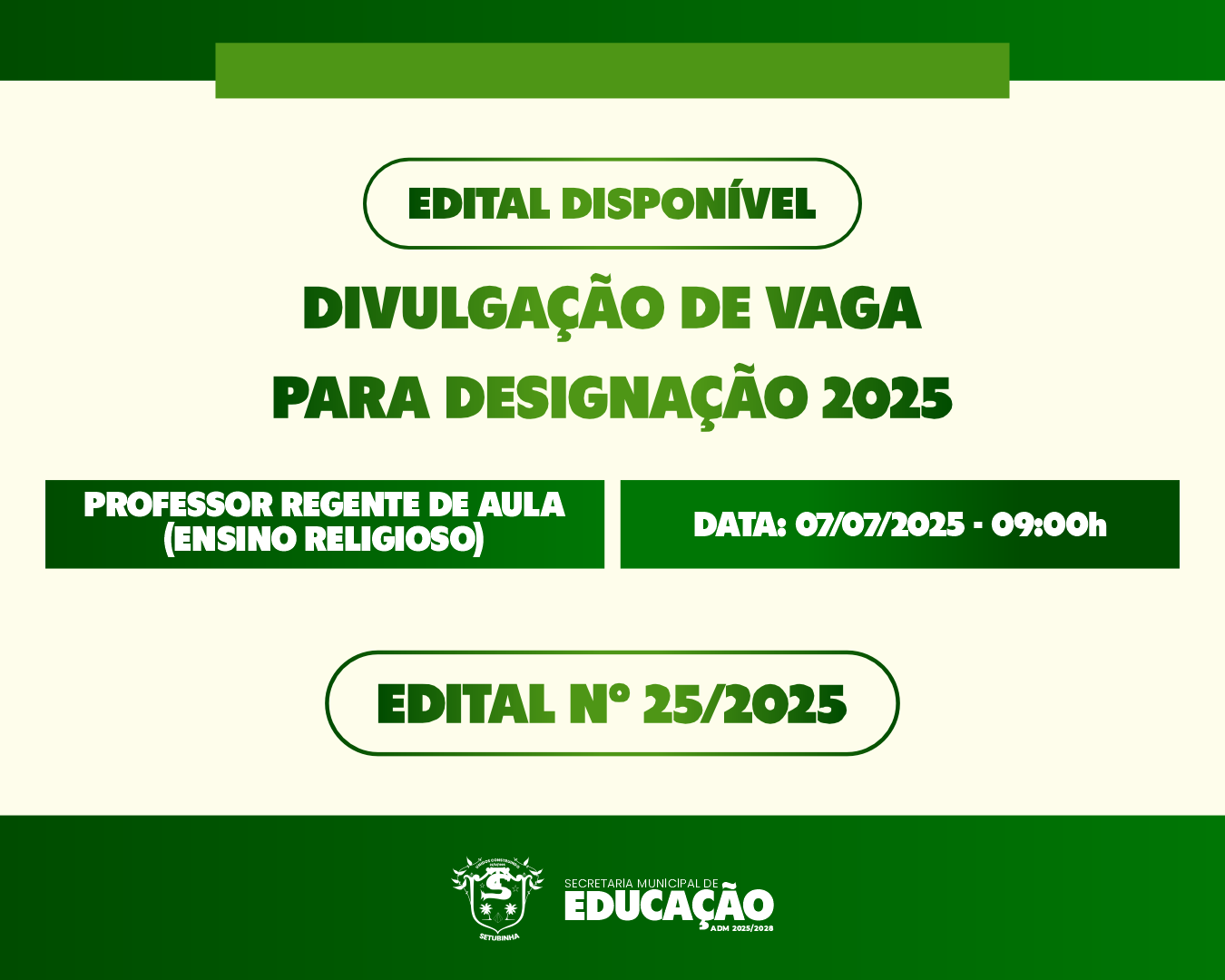 Edital 25 – Divulgação de vaga para contratação