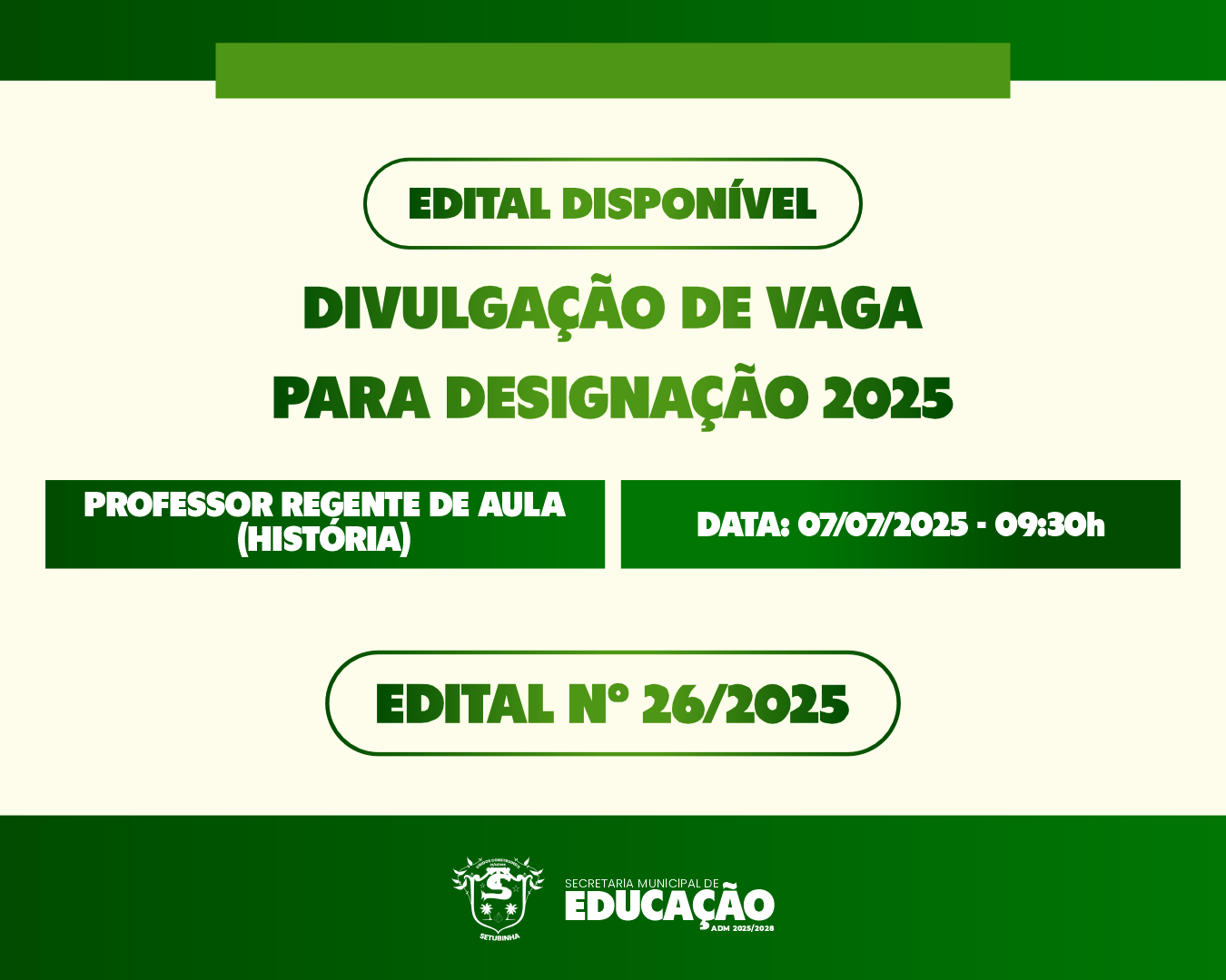 Edital 26 – Divulgação de vaga para contratação