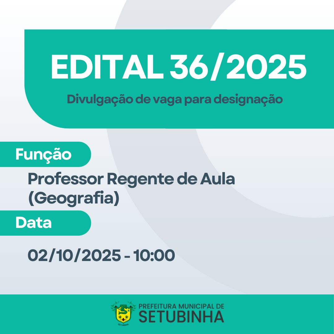 Edital 36 – Divulgação de vaga para contratação
