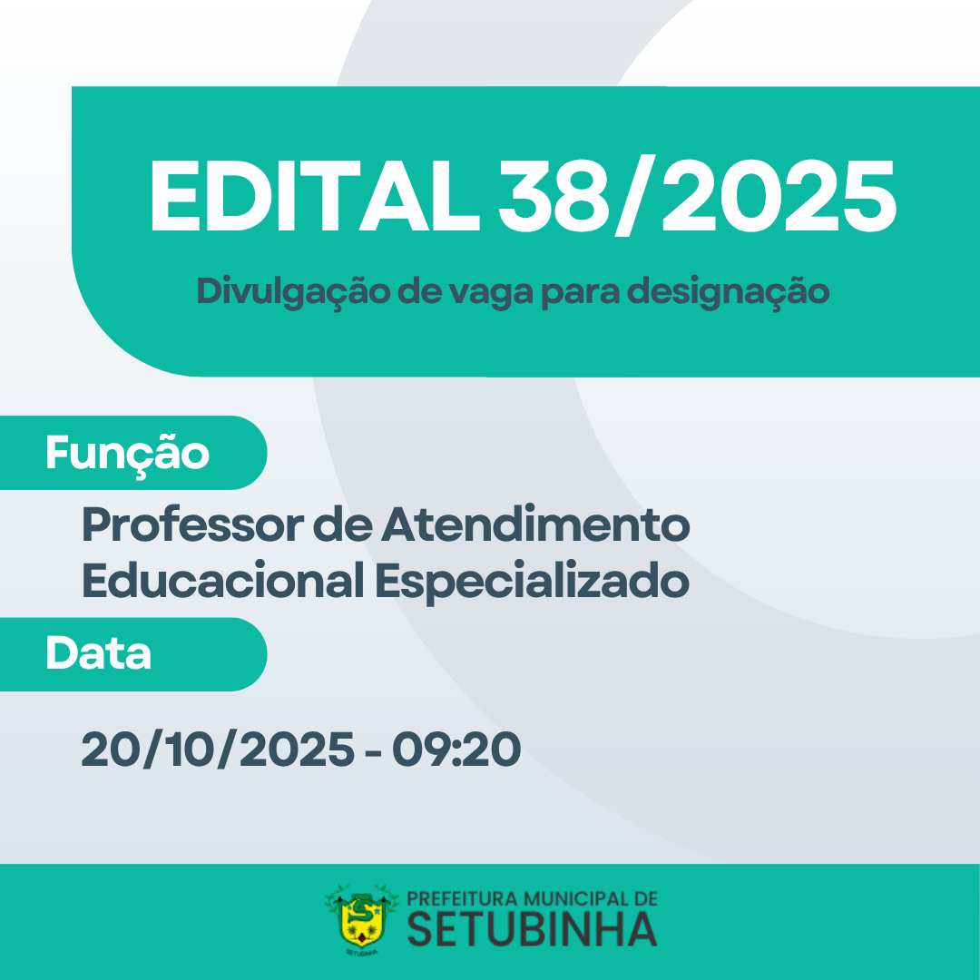 Edital 38 – Divulgação de vaga para contratação