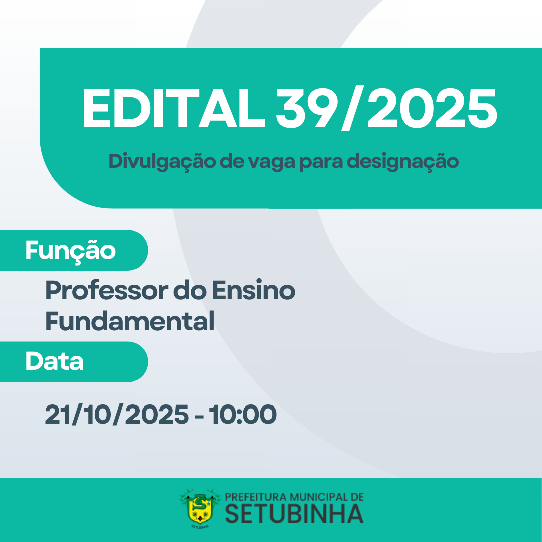 Edital 39 – Divulgação de vaga para contratação