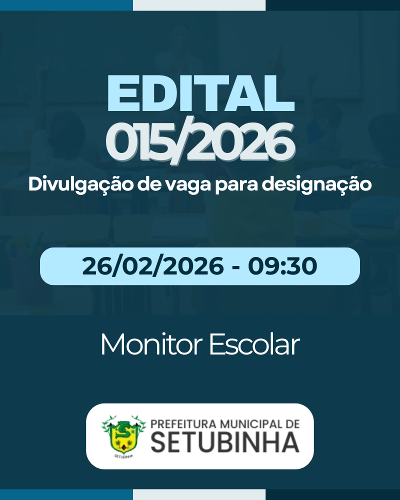 Edital 15/2026 – Divulgação de vaga para contratação