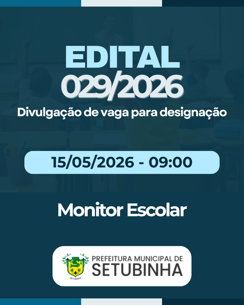 Edital 29/2026 – Divulgação de vaga para contratação