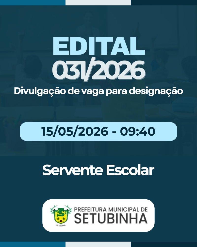 Edital 31/2026 – Divulgação de vaga para contratação