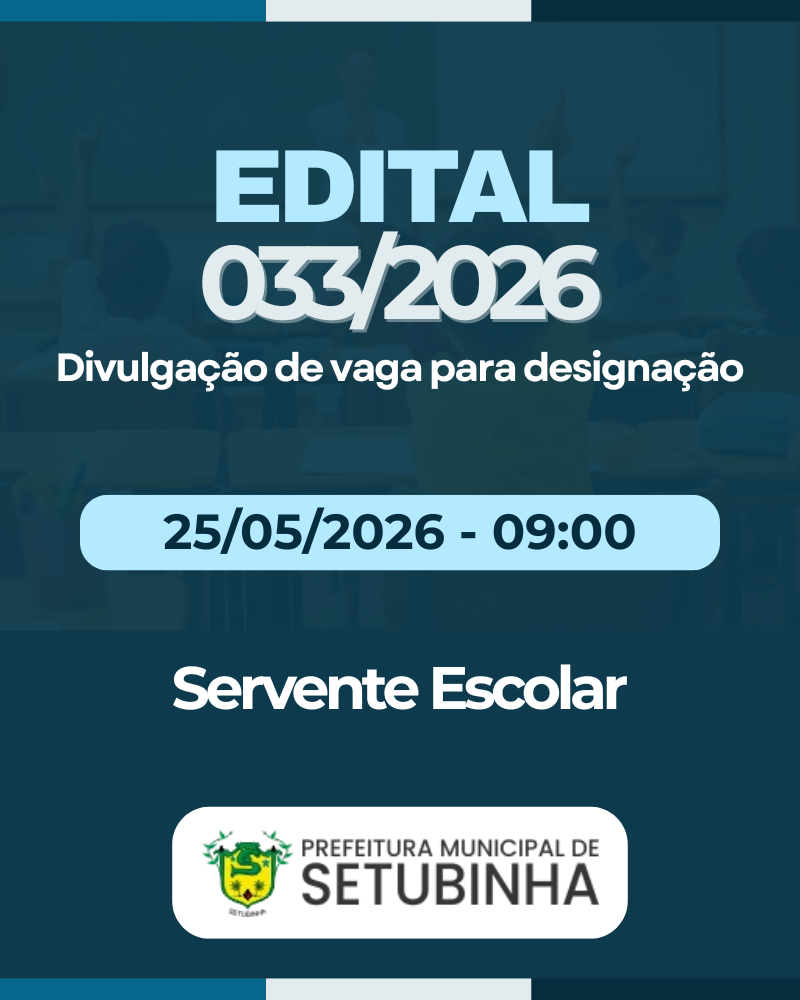 Edital 33/2026 – Divulgação de vaga para contratação